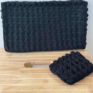 Vintage Black Woven Clutch and Coin Purse